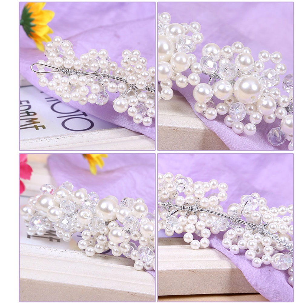 ACRDDK Crystal Pearl Handmade Headbands Bridal Tiaras Crowns Hairband Headpiece Head Jewelry Women Wedding Hair Accessories SL