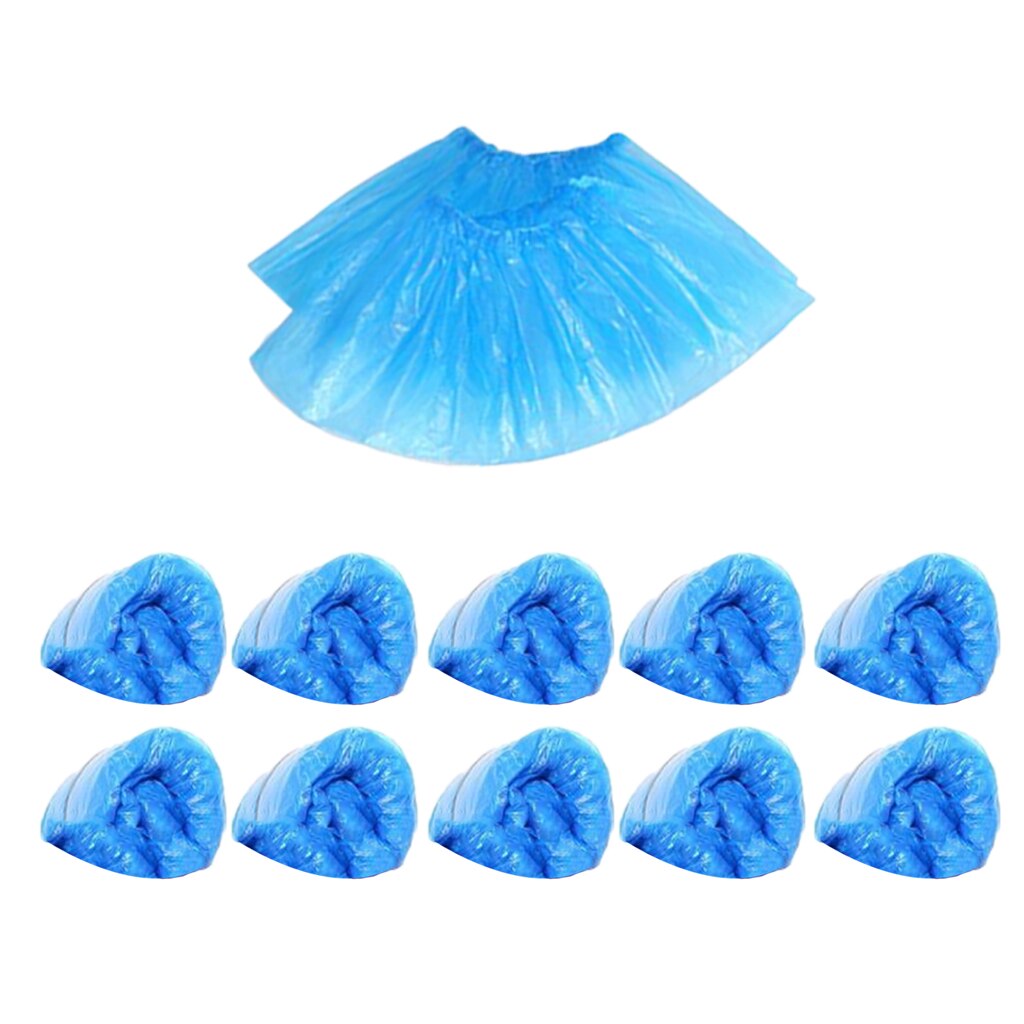 100Pcs Disposable Plastic Shoe Covers Cleaning Overshoes Protective Blue: Default Title