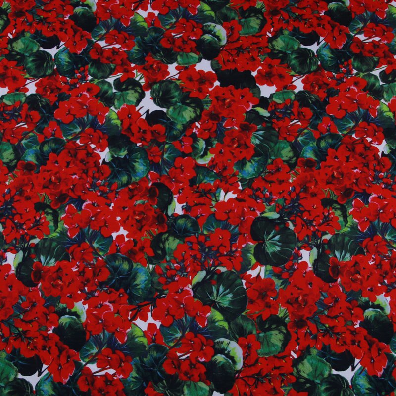 Rode geranium bloem digital print 60 S katoen poplin stof voor kinderen vrouwen zomer jurk rok kleding Naaien DIY tissus au meter