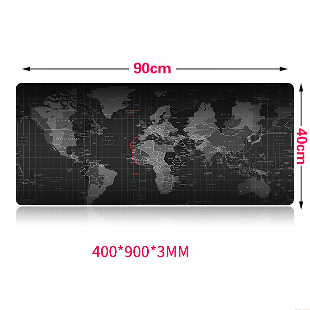 Gaming Mouse Large World Map rubber mouse pad computer game tablet mouse pad with edge locking Computer Mouse Mat: black 400x900x3MM