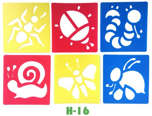 108 allerlei Figuren Schilderen Templates Voorschoolse Vroeg Onderwijs Tekening Tools Stencil voor Kids Air Brush/Spray voor Muur /venster: H-16