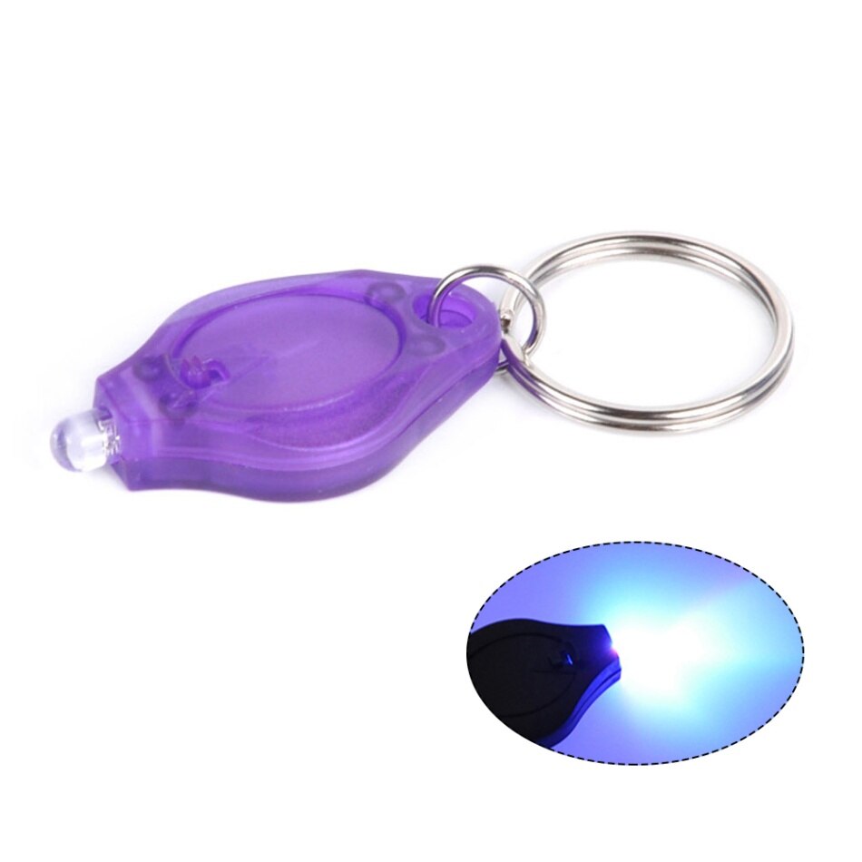1 st mini led nyckelring ficklampa ultra ljus led nyckelring liten bärbar nyckel r-ing uv ljus fackla med krok för promenader camping: Grå