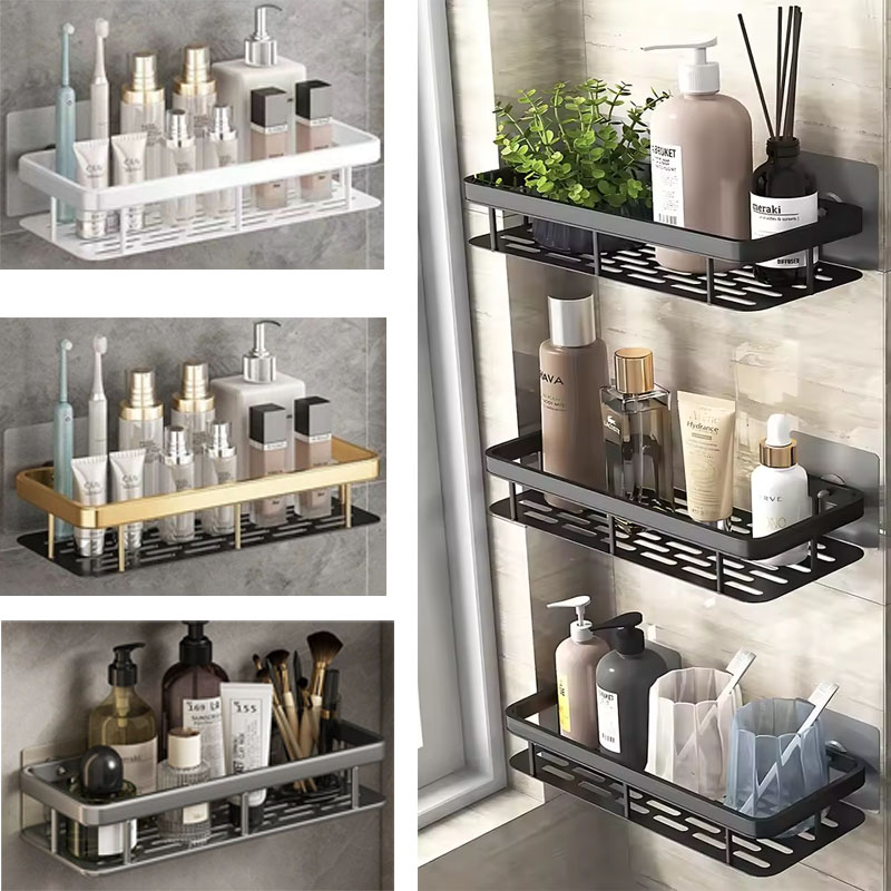 1-3pcs Bathroom Shelf Kitchen Storage Organizer Aluminum Alloy Shampoo Rack Shower Shelf Bathroom Accessories No Drill Shelf