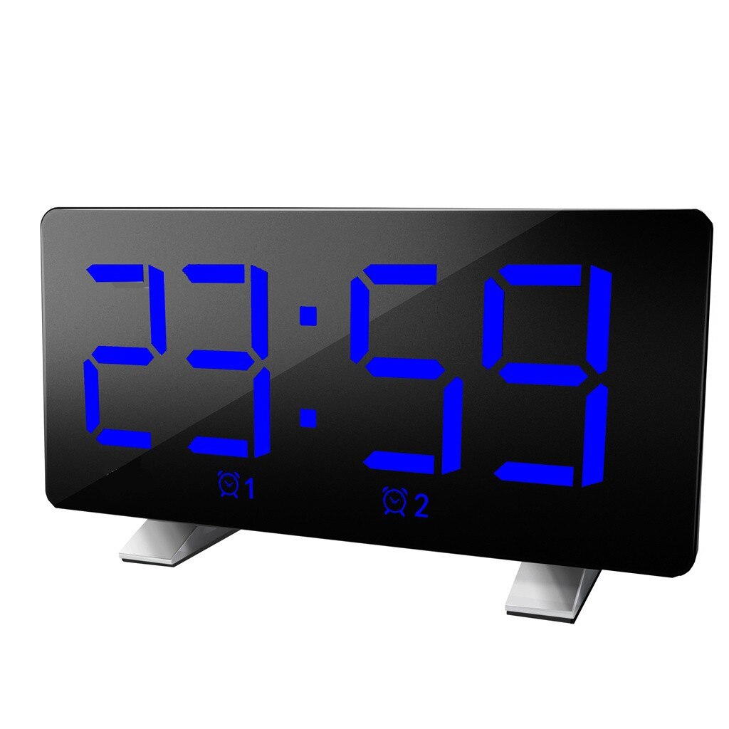 Chord Tone Alarm Clock Led Large Screen Display Portable Charging Subclock Display Time Night Lcd Light Table Desktop Usb Cable: Purple 