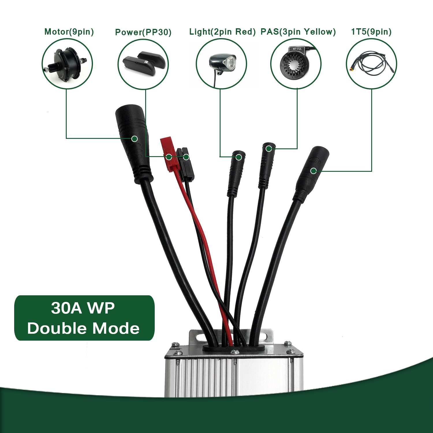 Kt Ebike Dubbele Modus Controller Kt Met Licht 36V 250W 350W 48V 500W 750W 1000W Kunteng Elektrische Fiets Lcd Led Controller