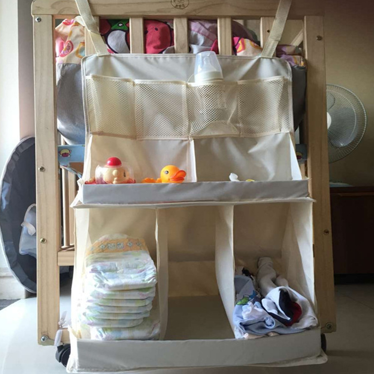 Baby Bed Opknoping Organizer Bag Waterdichte Luiers Kleding Zuigfles Speelgoed Accessoriesorganizer Tas Voor Wieg Bed