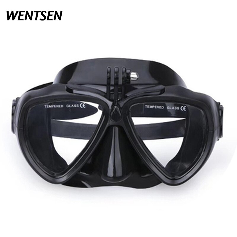 scuba dive mask kits Underwater snorkel deep diving equip full face goggles Suitable For Most Sport Camera: Pure black