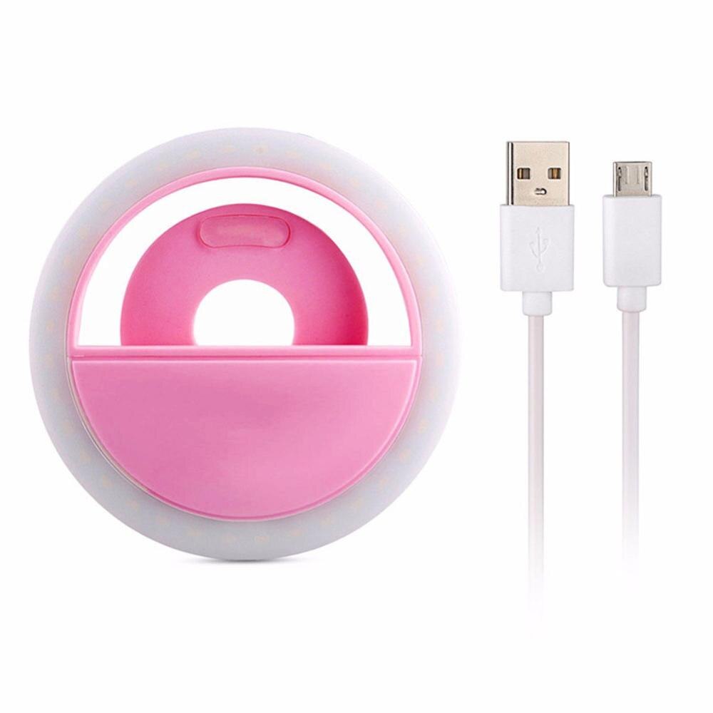 Usb Lading Selfie Flash Led Camera Telefoon Fotografie Ring Licht Voor Telefoons Tabletten: Roze