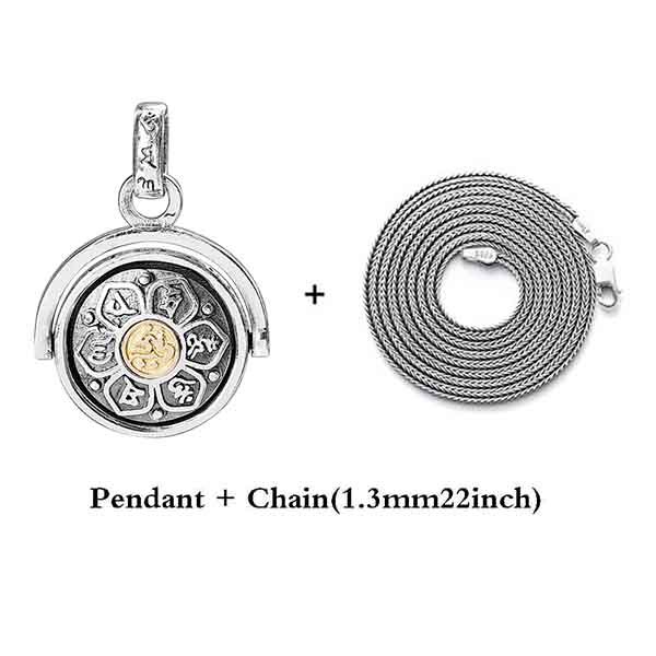 Balmora 925 Sterling Zilveren Boeddhisme Spinner Roterende Charm Hangers &amp; Ketting Voor Mannen Vrouwen Mode Zes Words&#39; Sutra Sieraden: Pedant2 22inch