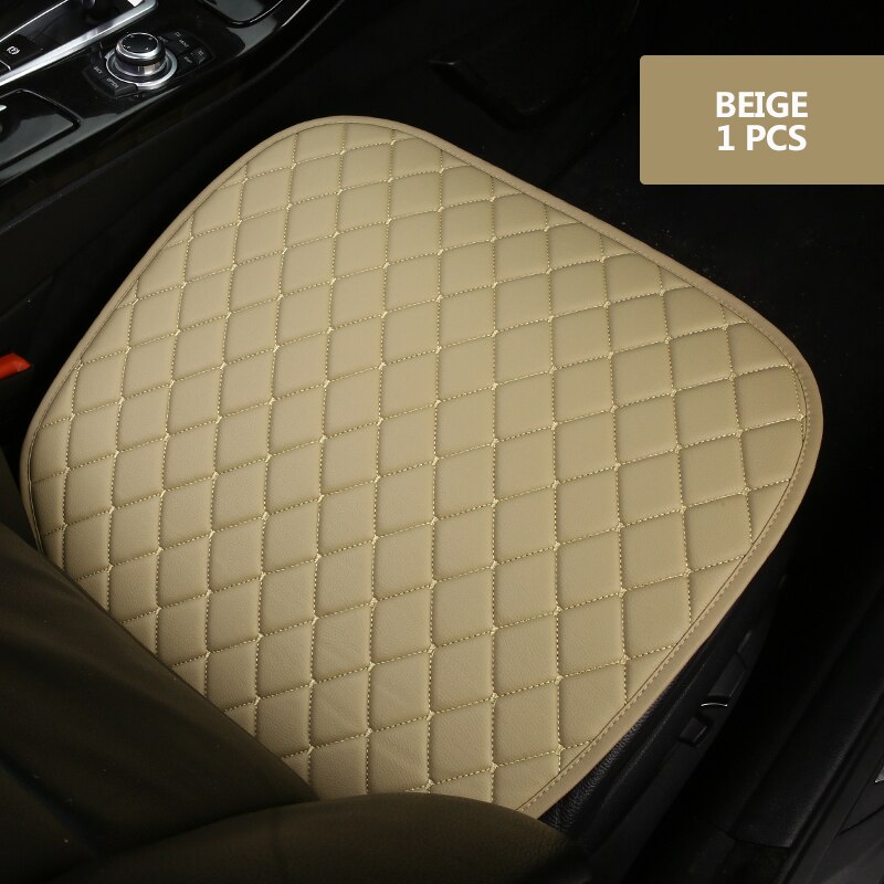 Auto Bekleding Universele Pu Lederen Auto Stoelhoezen Bescherming Auto Zetels Kussen Pad Matten Stoel Protector Interieur Accessoires: Beige 1pcs