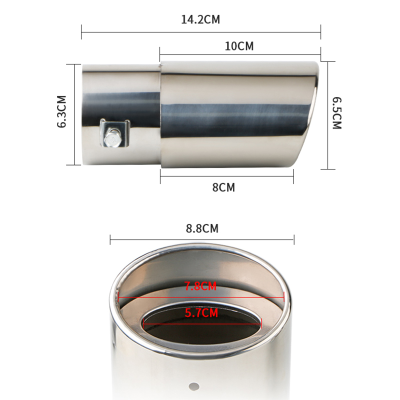 Universal Car Accessories Heart Shape Style Stainless Steel Exhaust Tips Muffler Tail Double-Pipe Tube Tips: green