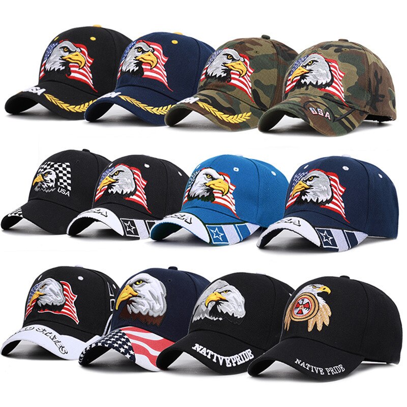 ajustable 1 Uds gorra deportiva para exterior Unisex bandera de EE. UU. Gorra de béisbol patrón de águila Casual sol Golf gorra de camionero perfecto