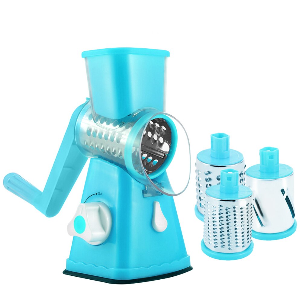 Food Processor Vegetable Chopper Kitchen Roller Gadgets Tool Vegetable Cutter Round Slicer Graters Potato Carrot Cheese Shredder: Blue