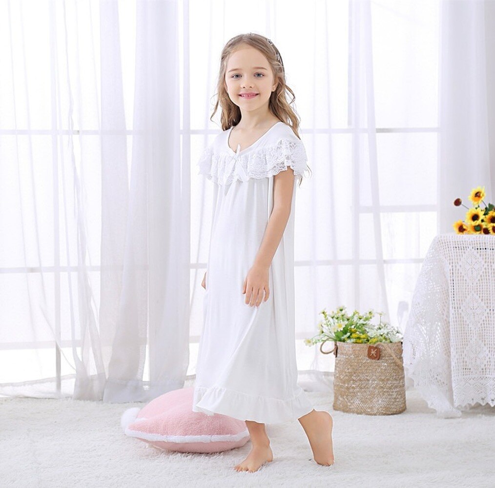 Lasten yömekot tytöille kesäpitkä prinsessapyjamat vintage yöpaidat #39 pyjamat vestidos de noche