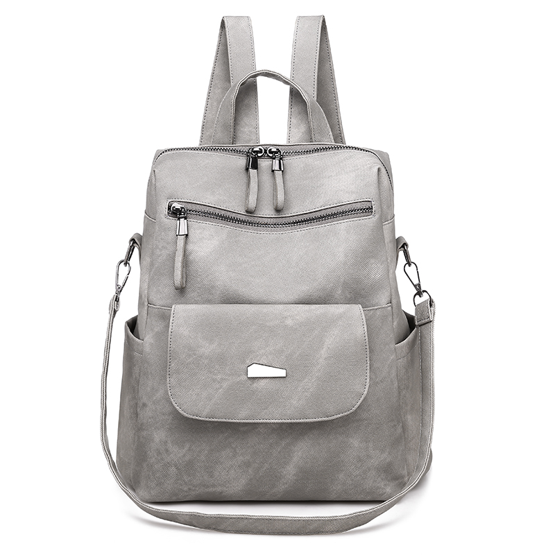 Chuwanglin Women Backpack Youth Leather Backpacks for Teenage Girls Female School Shoulder Bag Bagpack mochila D0290: Gray