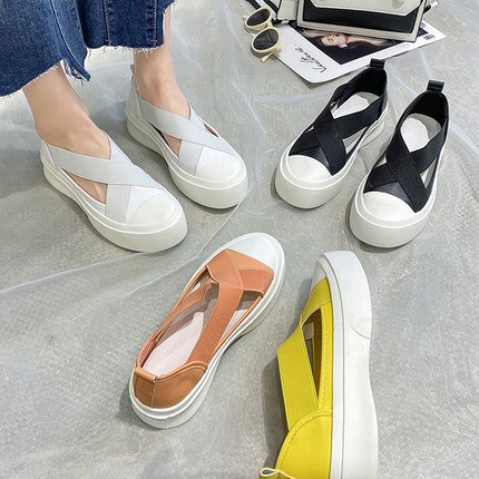 neue frühjahr und sommer frauen Fischer schuhe farbe passenden elastische Band hohl atmungs dicken boden schwamm kuchen faul o
