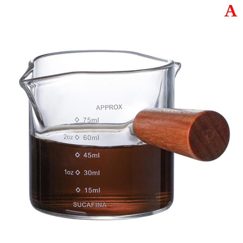 70Ml/75Ml Hittebestendige Glas Espresso Maatbeker Dubbele Mond Glas Melkkan: A