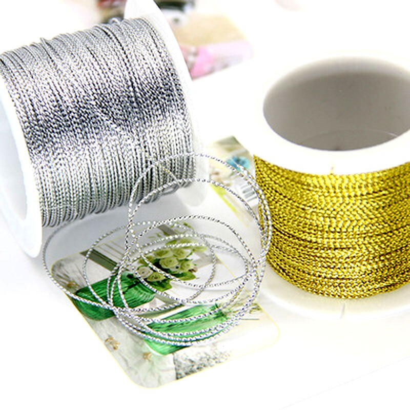 Corde à paillettes fil d'or bricolage 20m/roll | Cordon de ficelle, emballage de Bouquet de , décoration en rotin pour fête mariage Festival