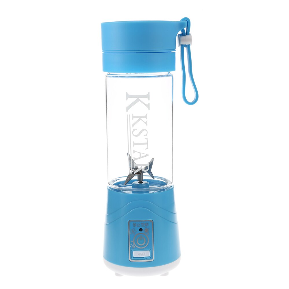 380ml 6 blad liten juicepress studenter handhållen mixer resa camping sport frukt grönsaks juicepress för sommaren: Azurblå