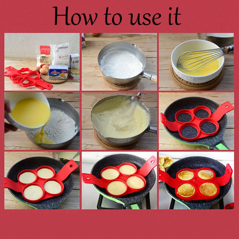 Silikone æg wienerbrød værktøj pandekage maker nonstick madlavning værktøj æg ring maker pandekager ost æg form køkken bagning flip komfur