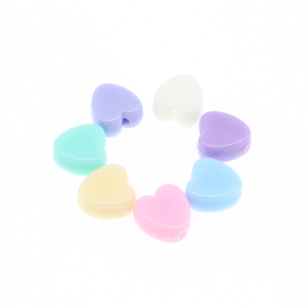 300pcs Acrylic Charm Beads Heart Mixed For DIY Jewelry Making 8mm