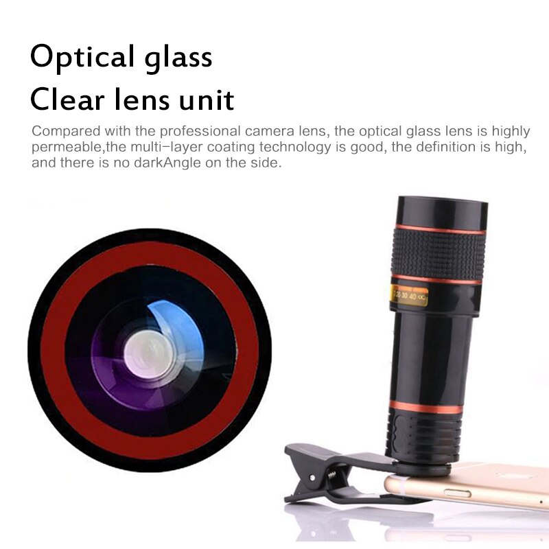 12X Zoom Telescope Lens Telephoto Mobile Phone Camera Len for iPhone Sumsung Pop Mobile Phone Lens