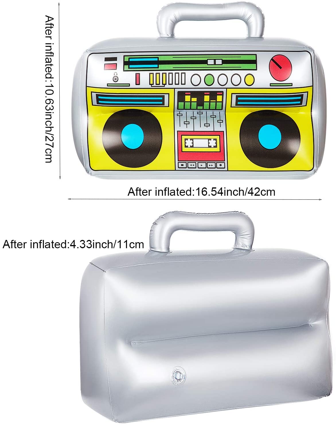2 stykker oppustelig radio boombox oppustelig mobiltelefon rekvisitter til 80s 90s festdekorationer