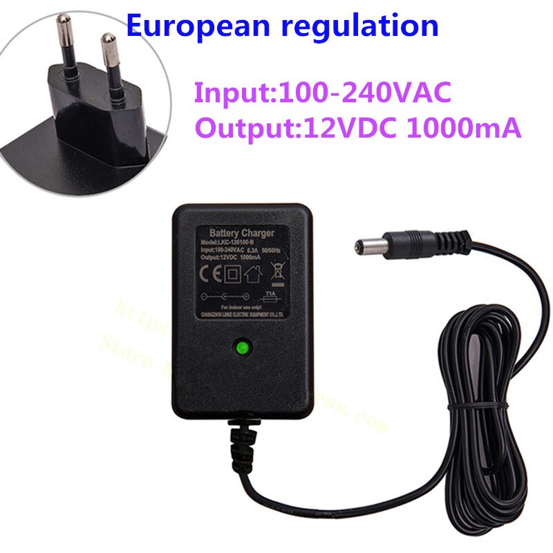 Cargador de coche de juguete con control remoto universal, dispositivo de carga de batería con agujero redondo de 6V/12V, regulación en ee.uu., Reino Unido, Europa, Australia: 12V1000mA (O)