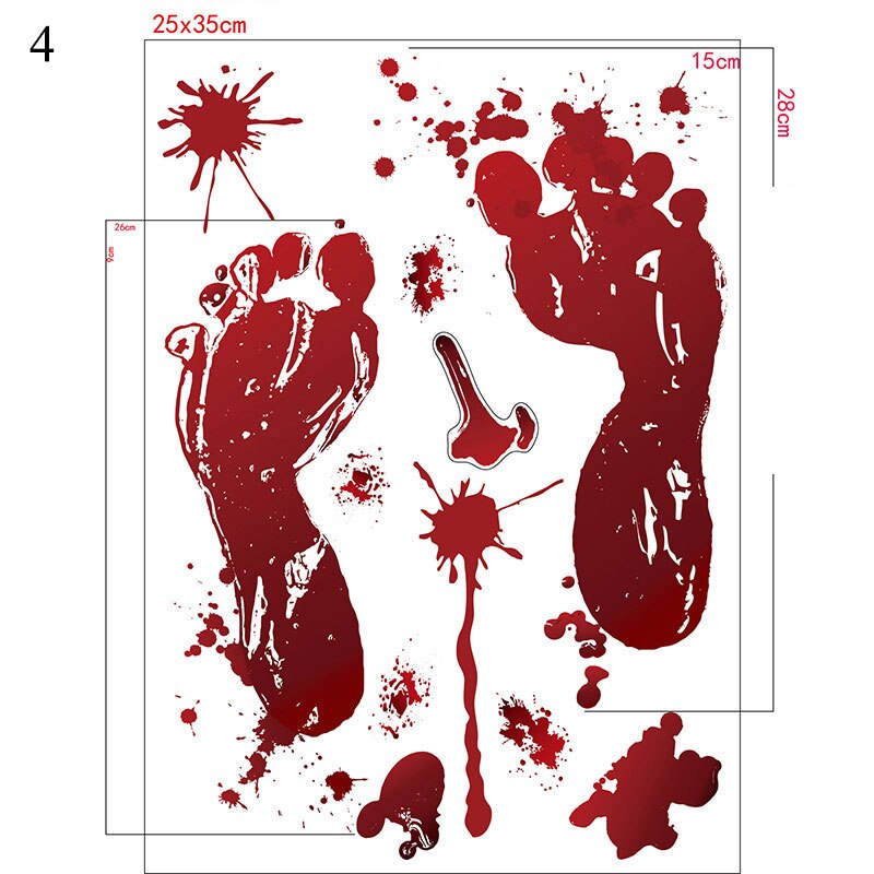 Horrible Halloween Bloody Handprint stickers Wall Window Door Home Decal Stickers Halloween Party Decoration Haunted House Prop: 4