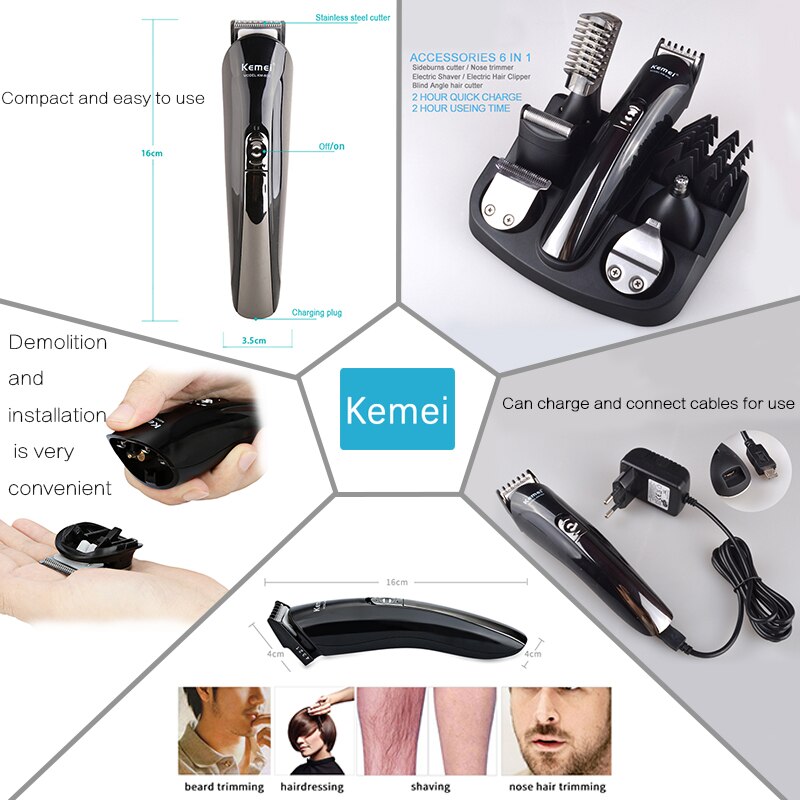 Kemei Trimmer Tondeuse Multifunctionele Baard Nose Hair Trimmer Snijmachine Elektrische Scheerapparaat Scheermes Kemei 11 In 1
