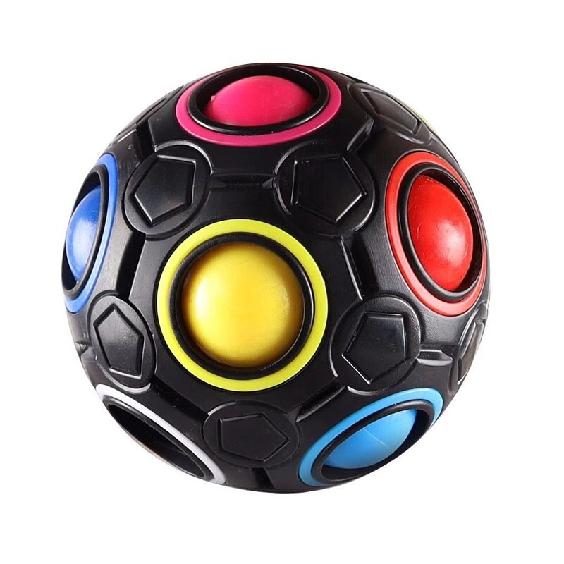 Antistress Cube Rainbow Bal Puzzels Voetbal Magische Kubus Educatief Fidget Speelgoed Voor Kinderen Adult Kids Stress Reliever Speelgoed: Black