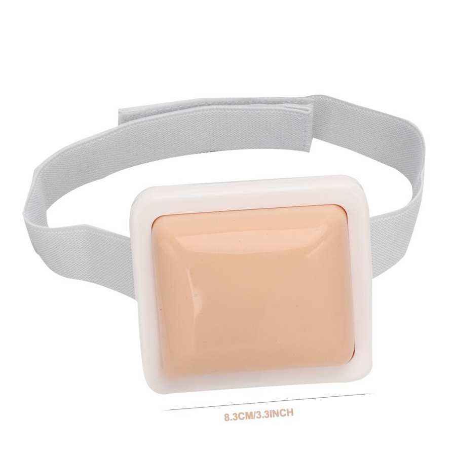 Tool for the practice of injection wearable simulation on the training pad of the human skin injection model instrument for the