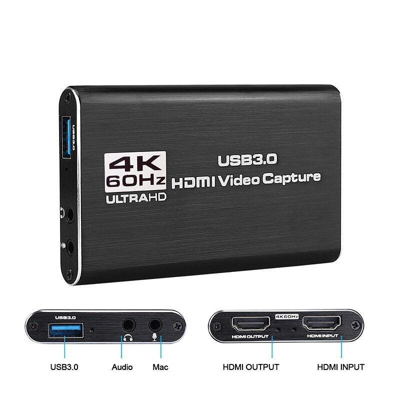 Hdmi-kompatibel til usb 3.0 4k videooptagelseskort dongle 1080p 60 fps videooptagergrabber til obs-optagelse af spil live