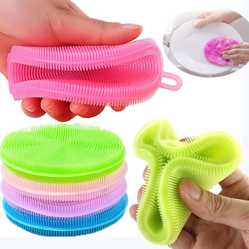 Multifunctional Silicone Brush Kitchen Dishwashing Sourcing Pad Decontamination Pot and Bowl Cleaning Brush Anti Table Mat