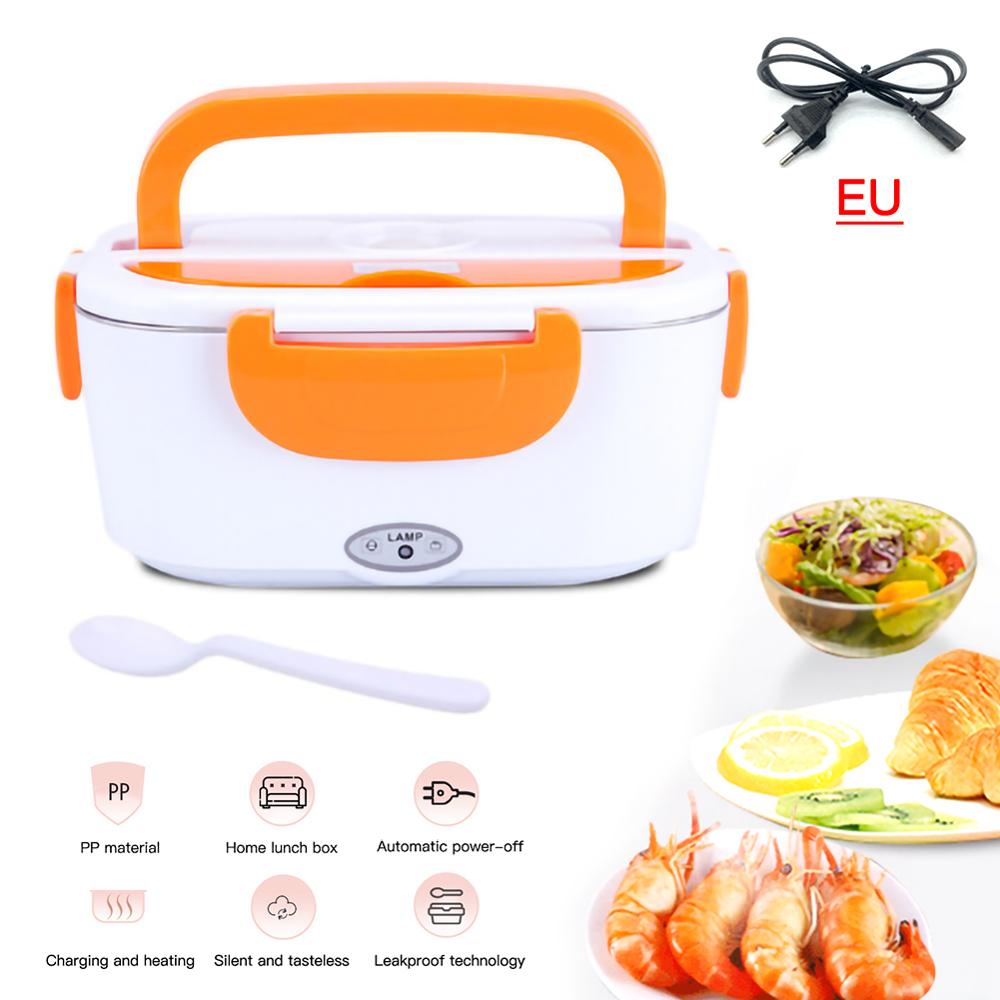 1.5L Elektrische Verwarming Lunchbox Huis & Auto 12V 220V Plug-In Lunchboxen Plastic Of Stalen voedsel Container Draagbare Gerecht Bento Box: Orange EU