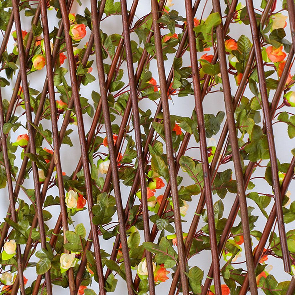 Tuin Hek Houten Hedge Met Kunstmatige Bloem Bladeren Screening Uitbreiden Latwerk Privacy Screen Balkon Tuin Decoratie
