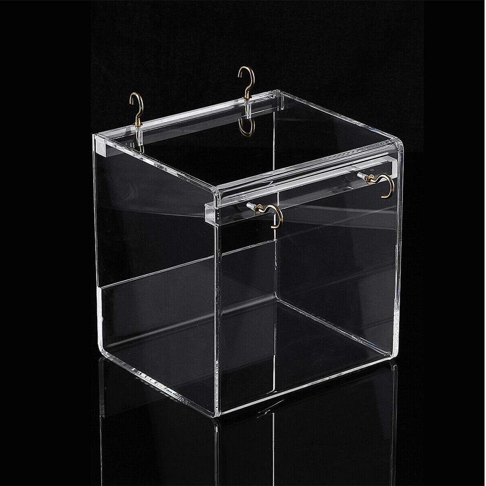 Vogel Bad Ruime Dierbenodigdheden Valkparkiet Papegaaien Kooi Acryl Huis Parkieten Transparante Douche Draagbare Met Opknoping Haken: S