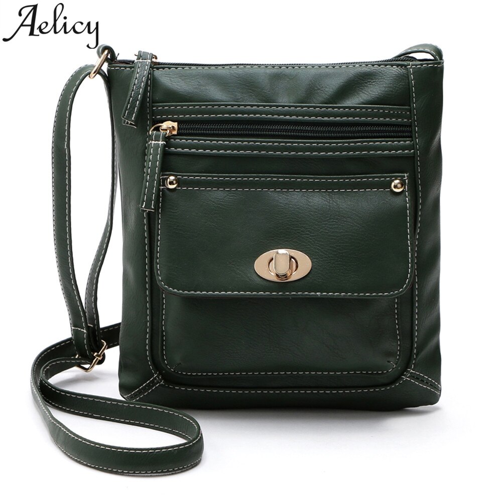 Aelicy solid color Leather Satchel Cross Body Zipper Crossbody Shoulder Bags Women Messenger Bags Handbag Zipper