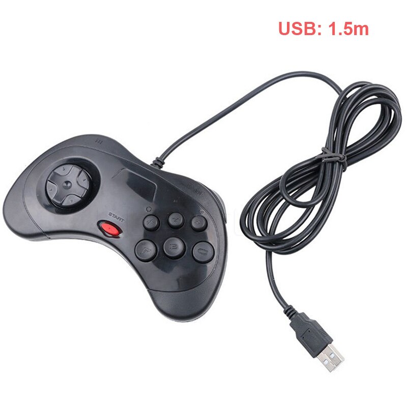 Manette de jeu USB 6 boutons SEGA USB classique manette de jeu USB pour SEGA Genesis/MD PC/2 Y1301/MAC Mega Drive Gamepad: Black