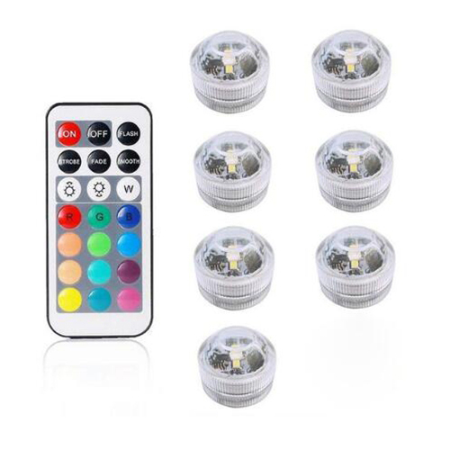 Battery Operated Led Remote Controlled RGB Submersible Lights wireless Underwater Lamp Waterproof vase bowls aquarium decoration: 1Remote 7Light
