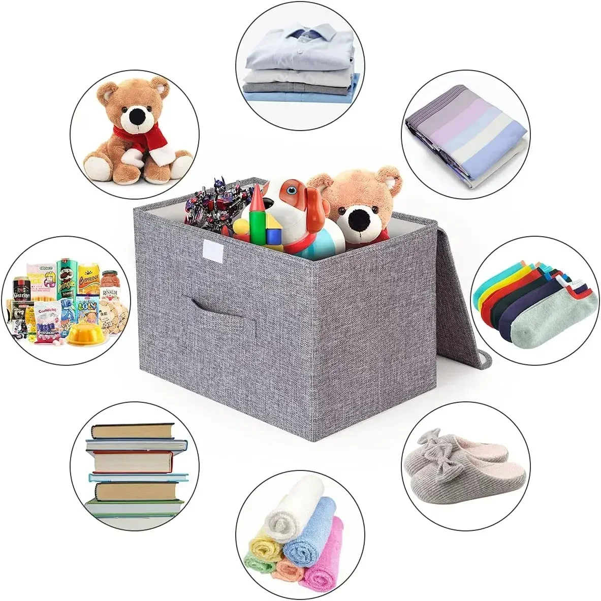 Große Schrank-Organizer-Boxen mit Deckeln Zusammenklappbare Dekorative Aufbewahrungsboxen Stoffbehälter für Wohnzimmer, Studentenwohnheim, Kinderzimmer