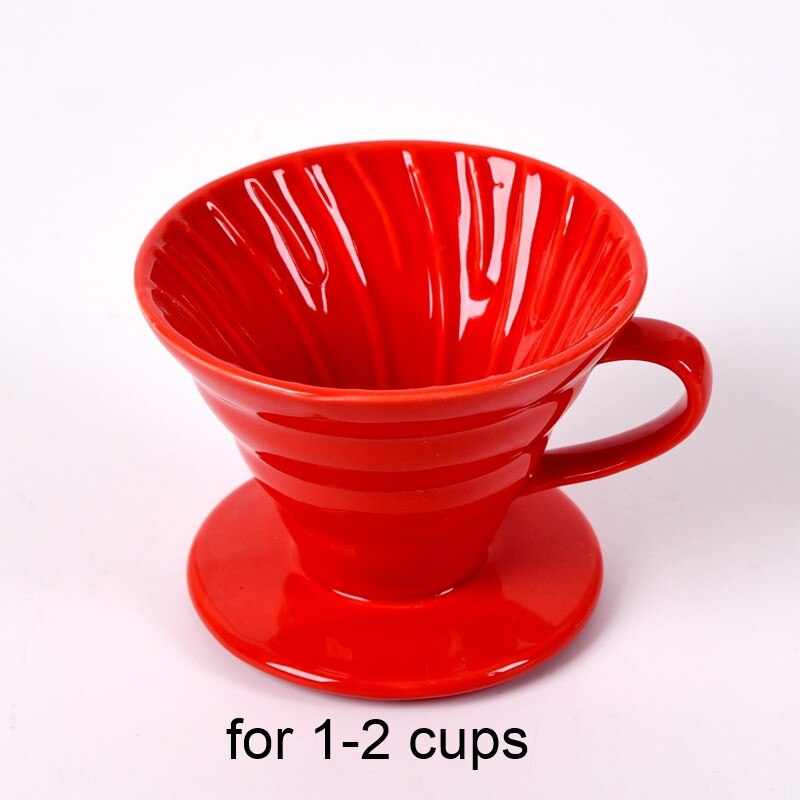 Keramische Koffie Druppelaar Motor V60 Stijl Koffie Drip Filter Cup Permanente Giet Over Koffiezetapparaat Brewer met Aparte Stand Cafe: Red S