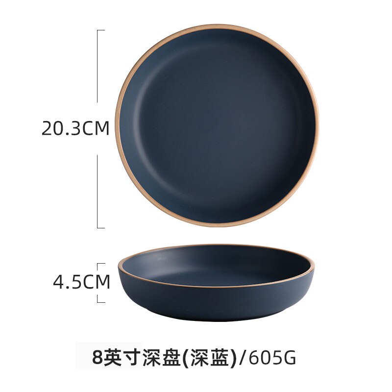 Japanese Ceramic Food Cute Plate Set Birthday Kitchen Dinner Sauce Plates Breakfast Serving Dessert Assiette Tableware OA50PS: 8 inches C2