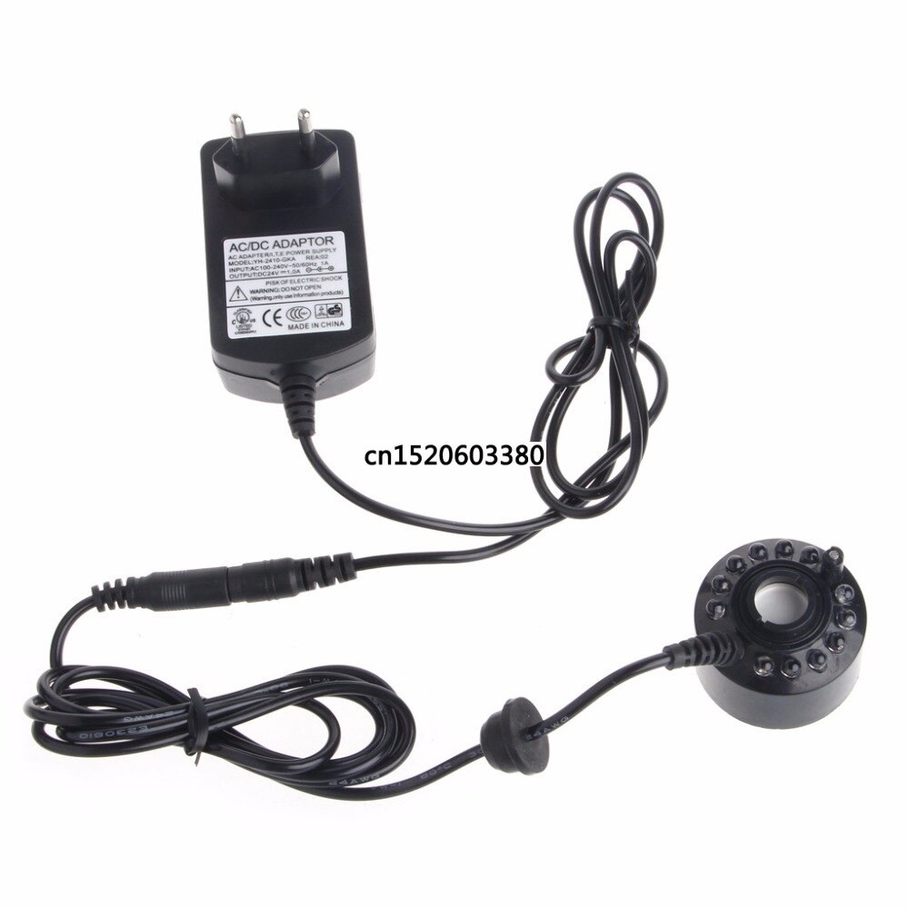 Free_on Ultrasonic12-LED Pond Mist Maker Fogger Water Fountain 3-Color Light EU Plug