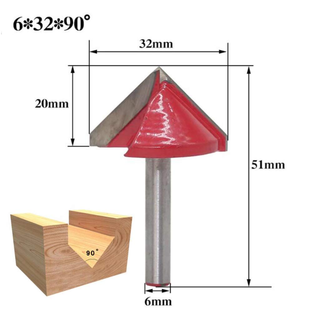 5 stk (60 grader +90 grader +120 grader) skaft -6mm bredde -22/32mm, cnc-gravering 3d v sporfreserbit, trebearbeiding kutterverktøy sett