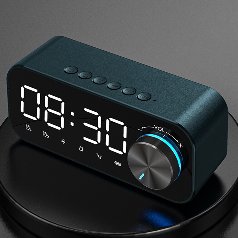 Children Alarm Clock Baby Music Speaker Kids Broadcast Child Night Light Digital Electronic Clock Wireless Bluetooth Speaker: Blue Gift Plug