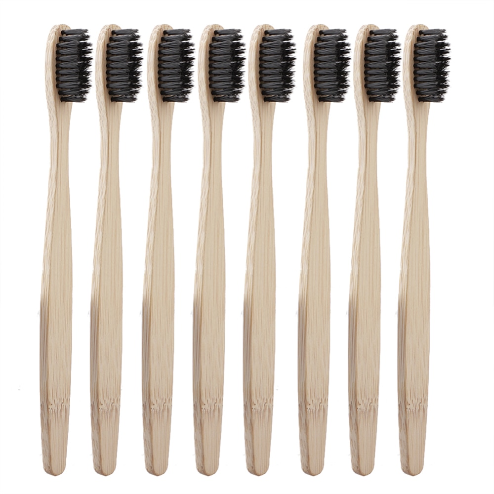 8 stk rejse miljøvenlige bambus træ tandbørster børstehår mundtand børste tandblegning voksen mundpleje