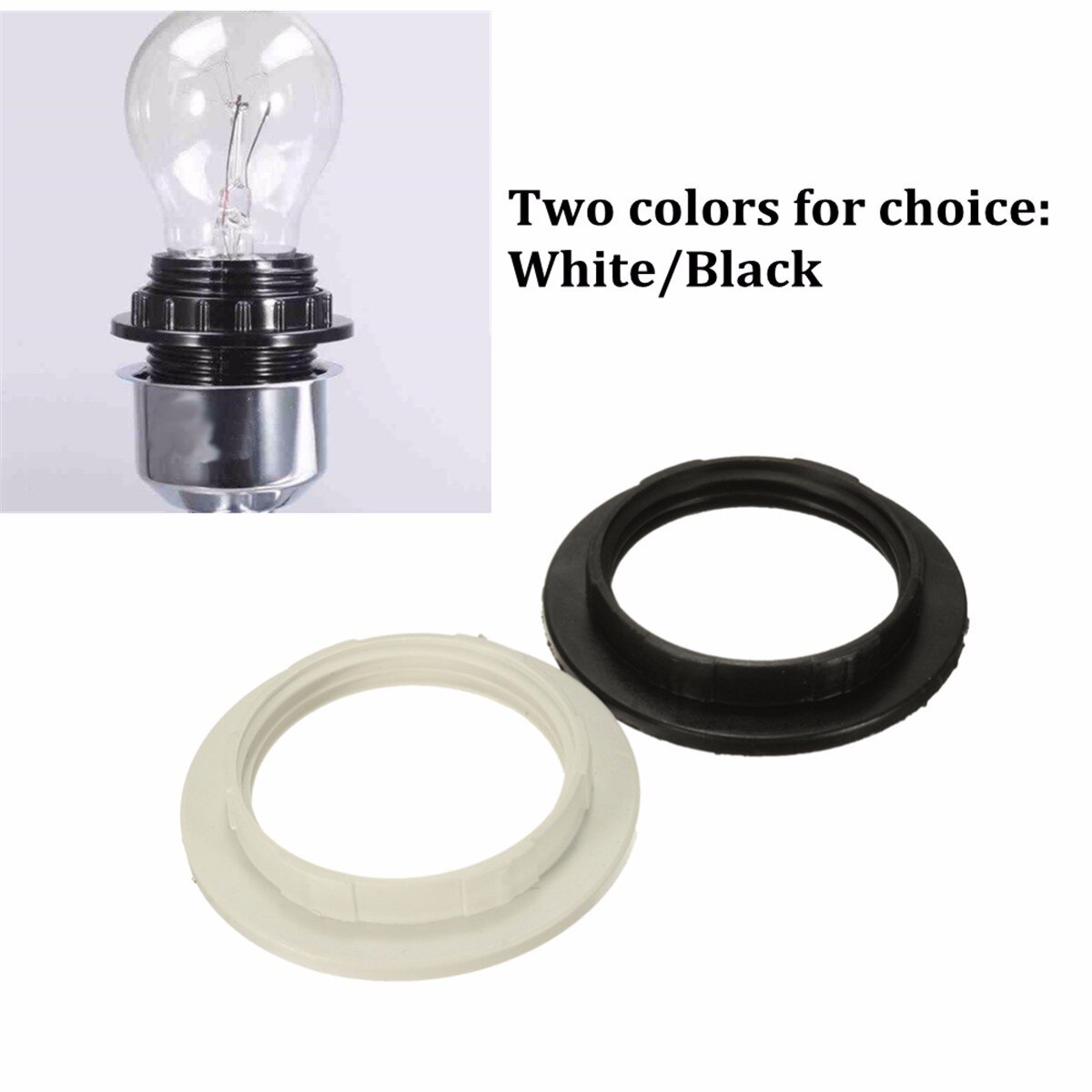 2 Pcs E27 Lampshade Ring Adapter Black/White Light Shades Collar Ring Adaptor Bulb Holder Lamp Shade Accessories