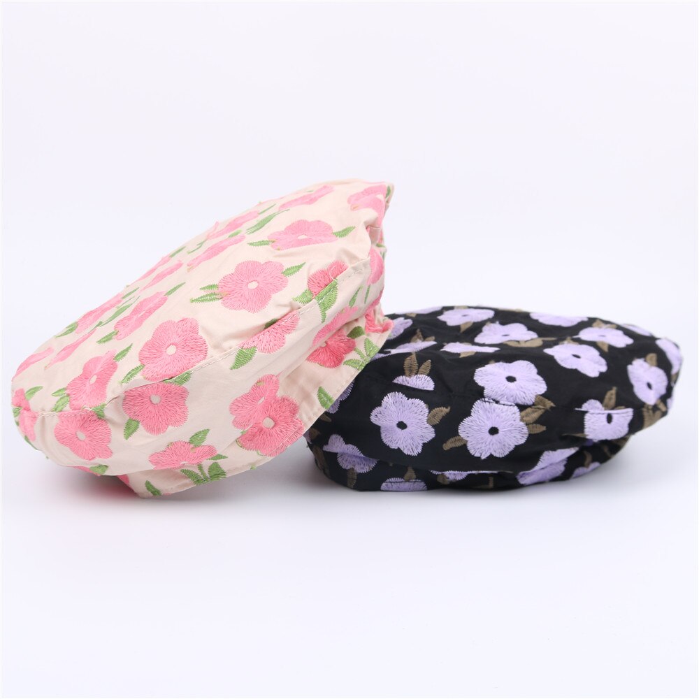 Ins blomst brodert basker kvinnelig vår sommer rosa baretter vintage maler flat hat gorras