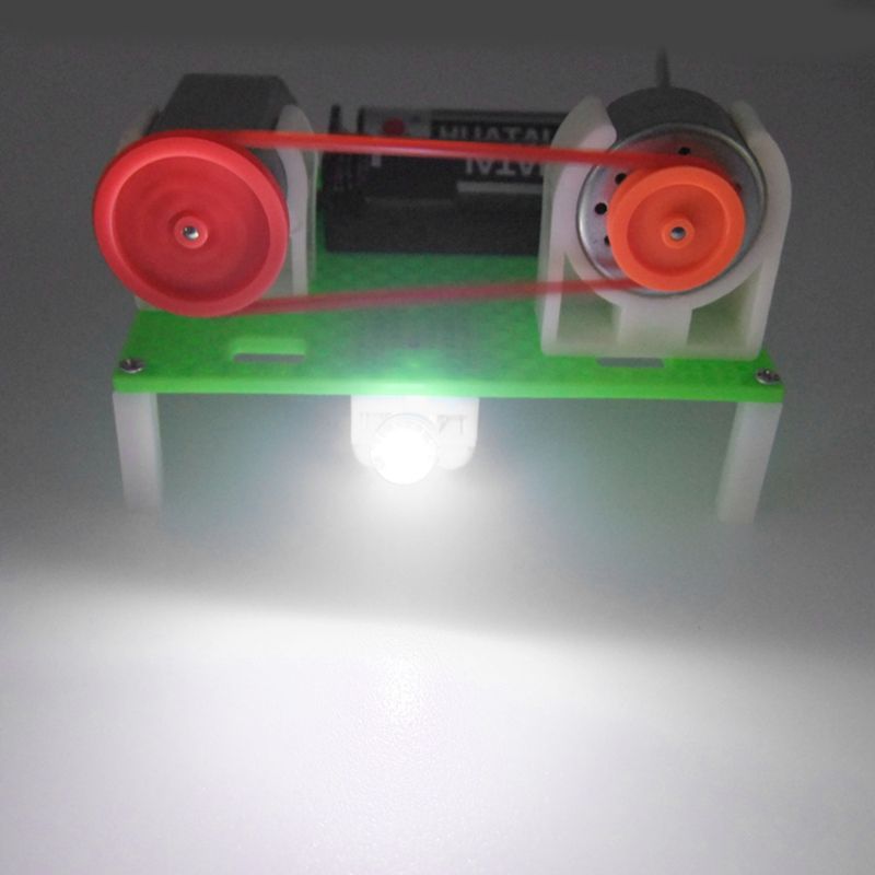 Mini Electric Generator Wheel Motor Model Energy DIY Toys For Kids LED Education Science Experiment J6PD